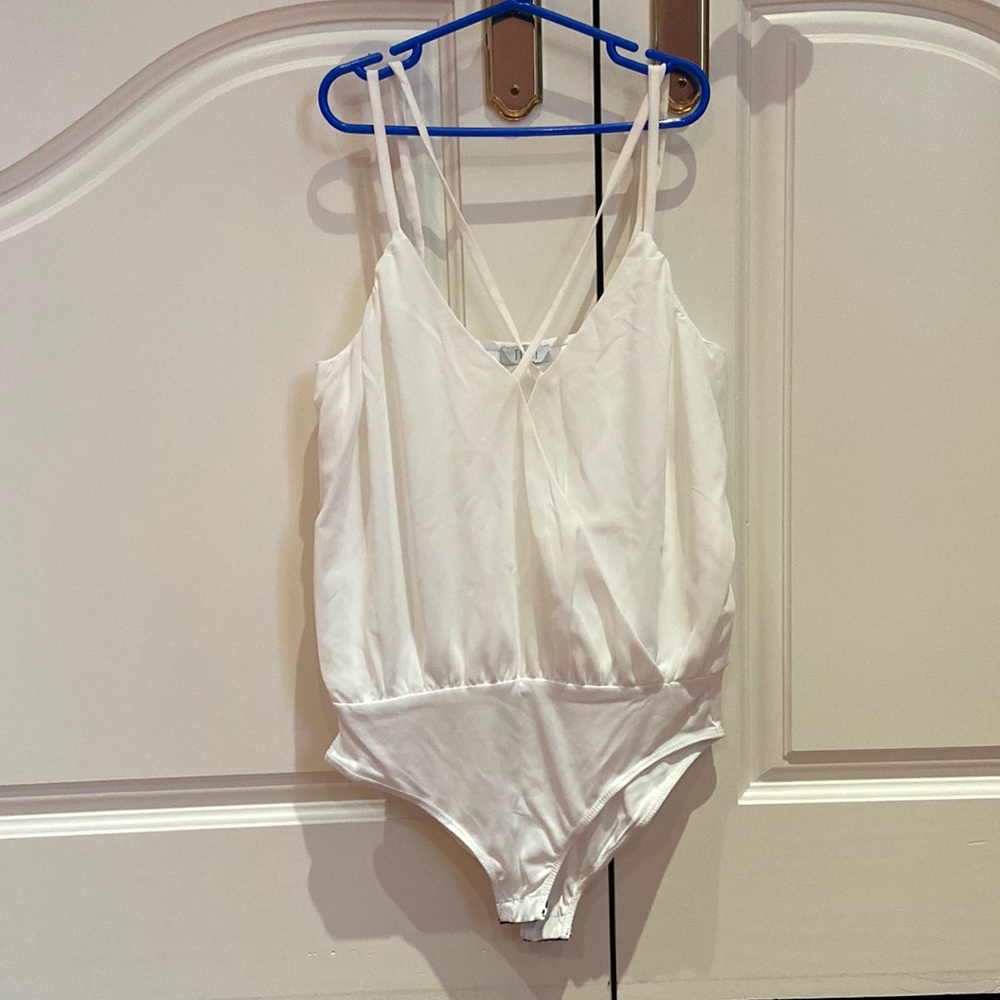 Deep v criss cross bodysuit
